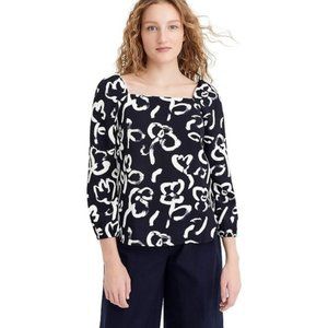 NWT. J. Crew 365 Square Neck Brushstroke Floral Blouse
